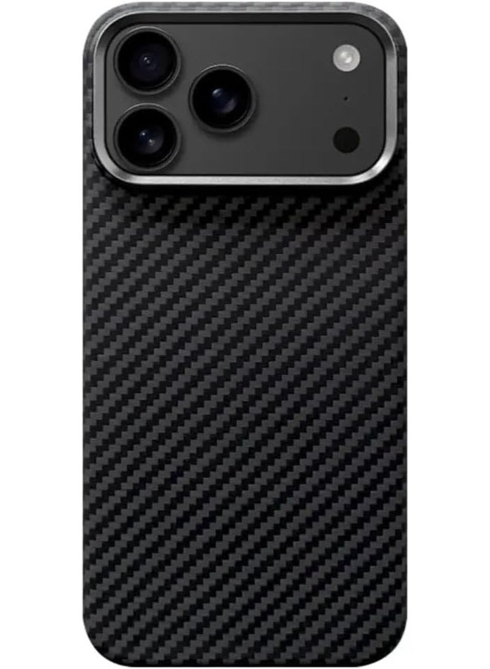 Ecosystem Case For iPhone 17 Pro Max, Aramid Fiber Woven Cover Compatible with Magnetic Wireless charger,1500D Fiber Textures, Slim Fit,Luminous effect, Exceptional Cover 17 Pro Max (Black Carbo) - Image 1